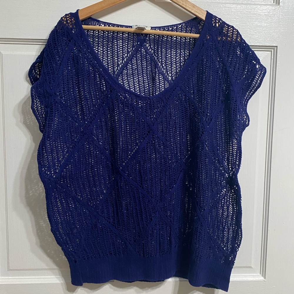 Old Navy crochet cap sleeve lightweight sweater, navy blue, XL - rare!